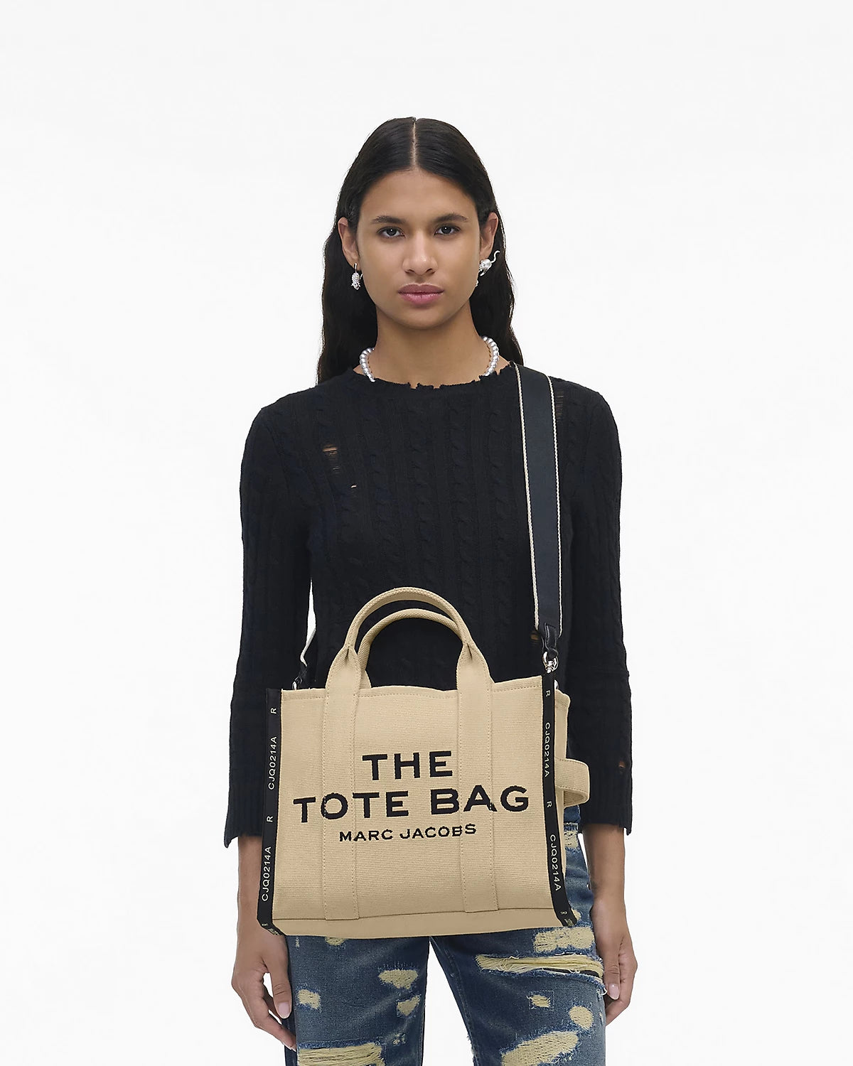 The Jacquard Medium Warm Sand Tote Bag Marc Jacobs